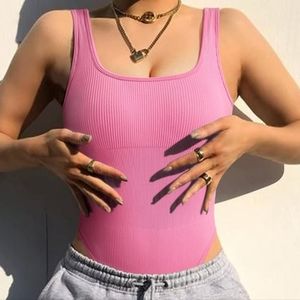 Set 3 shaping bodysuits pink black cream square scoop neck medium